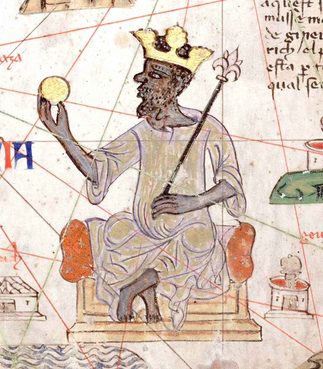 Mansa Musa on the Catalan Atlas, 1375, attributed to Abraham Cresques.