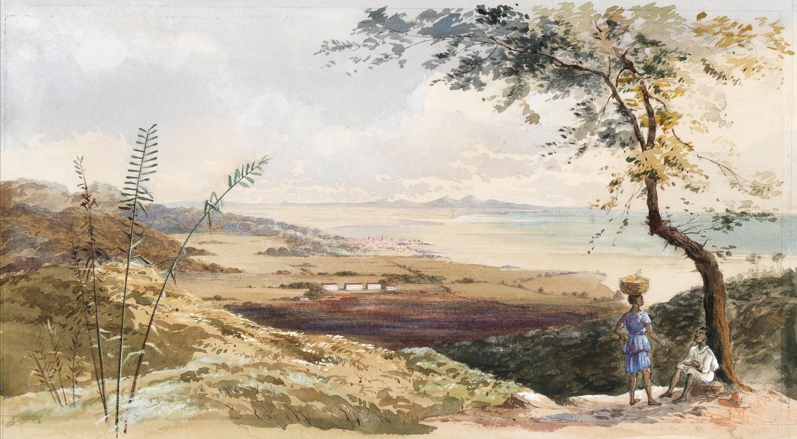 Puerto España, Trinidad, vista desde Fort George, en una acuarela de Michel-Jean Cazabon, siglo XIX.
